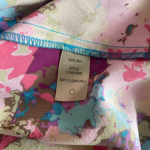 Presley Skye Silk Belted Dress Multicolor Short Sleeve Size Small With Pockets - Picture 4 of 6